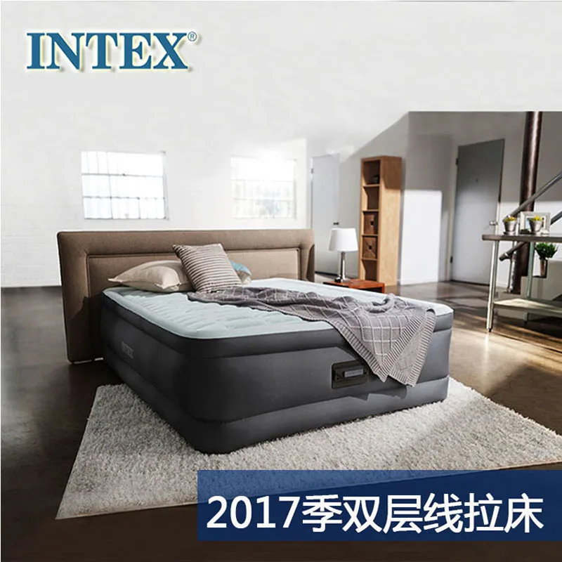 INTEX 64486 двойной человек использовать 152*203*46 см Двухэтажный матрас с надувным матрасом Встроенный Электрический насос надувная кровать