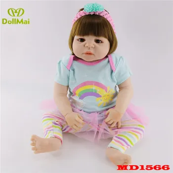 

55cm Full Body Silicone Reborn Baby Girl Toy 22inch Newborn Baby Princess Toddler Dolls bebe gift reborn bonecas can bathe