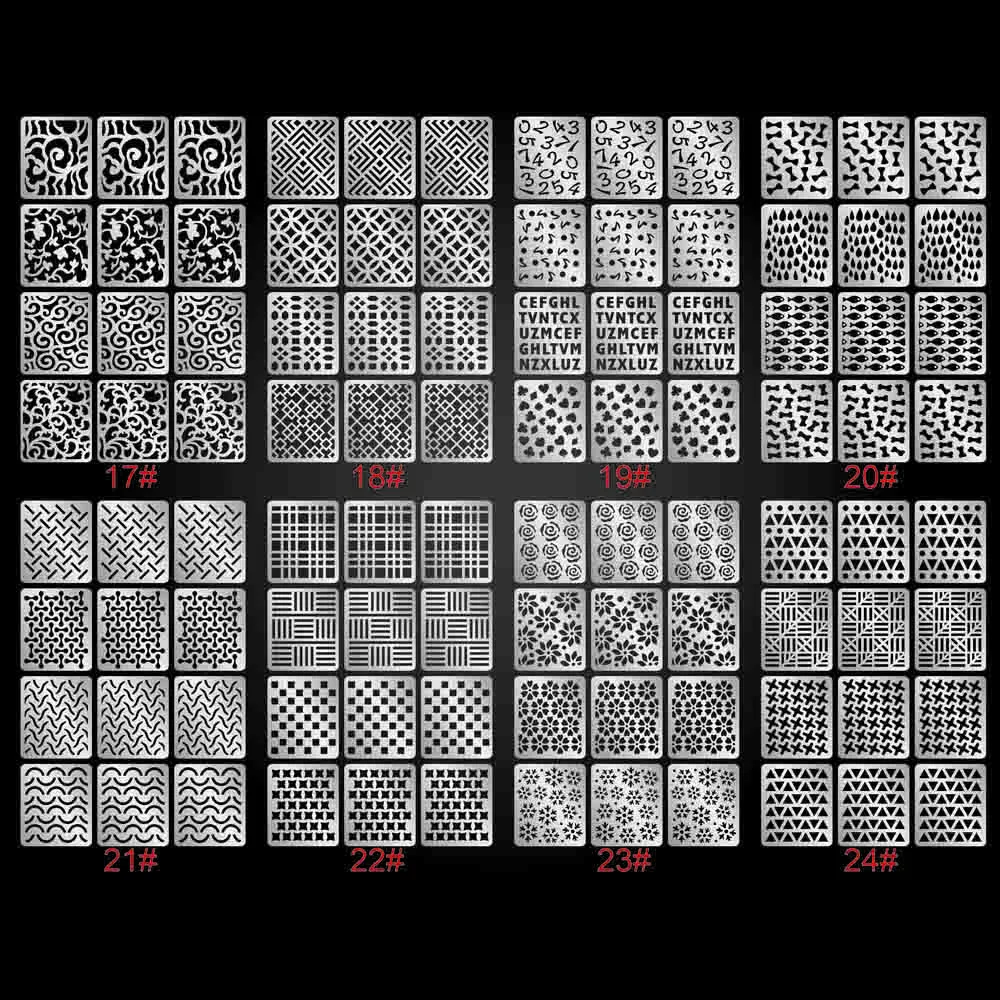 Buy 6 Sheets New Nail Hollow Irregular Grid Stencil