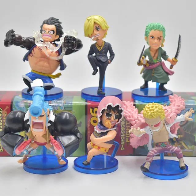 Best Offers 6pcs/lot One Piece Luffy Action Figures WCF FIGHT Model Collectible Toys for Children Adult Birthday Gifts Plastic Present Toy