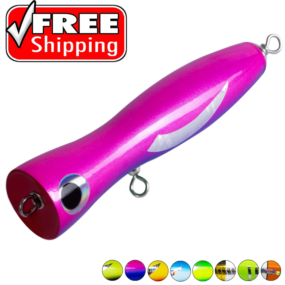 

Hunt House fishing lure Wooden lure fishing popper Topwater Handmade Fishing Trolling Baits Spitter GT Surface Popping Lures