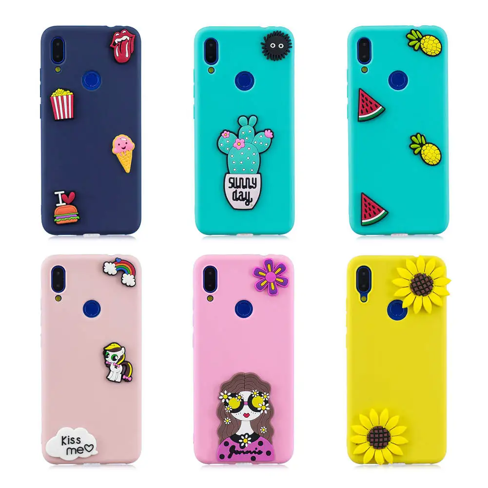 

3D Relief Silicon Phone Case For Xiaomi Redmi 7 Cute Candy color Soft Unicorn Pineapple Cases For xiaomi redmi go xiaomi a2 lite