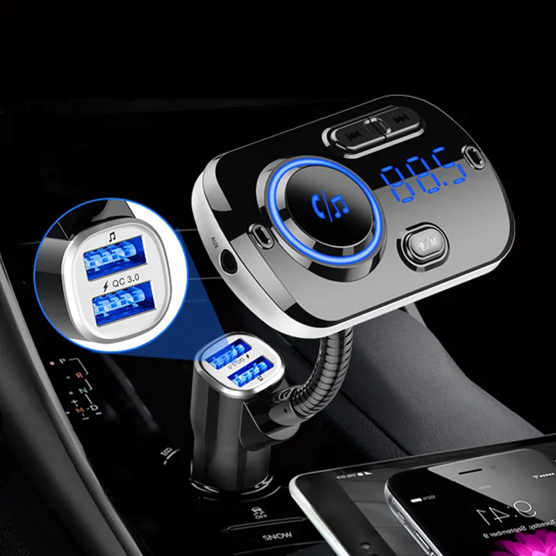 Bluetooth 5 0 автомобильный комплект громкой связи FM передатчик AUX Аудио Автомобильный