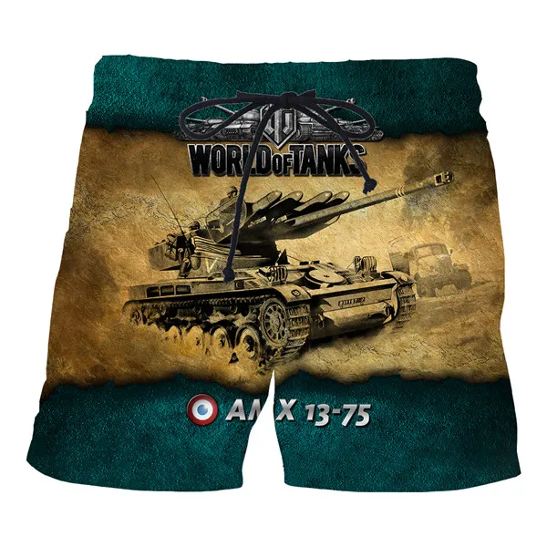 Забавный Мир танков мужские пляжные шорты Веселая 3D-печать мужские повседневные шорты модные мужские летние горячие мужские крутые шорты - Цвет: 2
