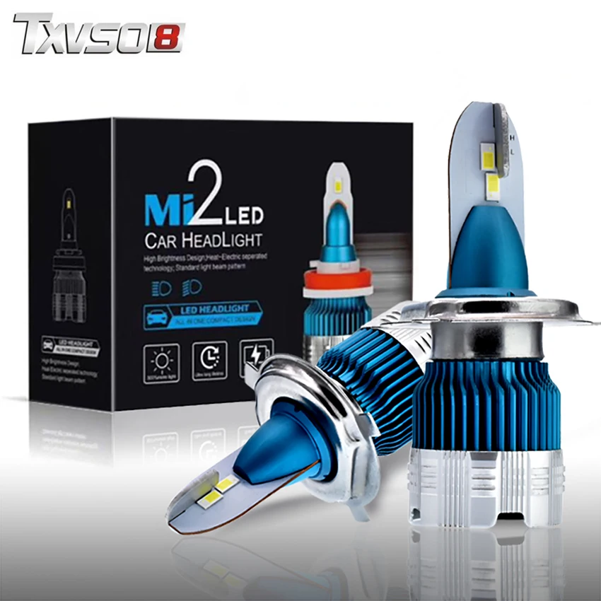 

TXVSO8 Car Headlight H4 Led Bulbs Kit H7 lampada 50W 6000K SMD Chips Auto Turbo LED H8 H11 9006 HB4 9005 6000Lm Fog Light Bulb