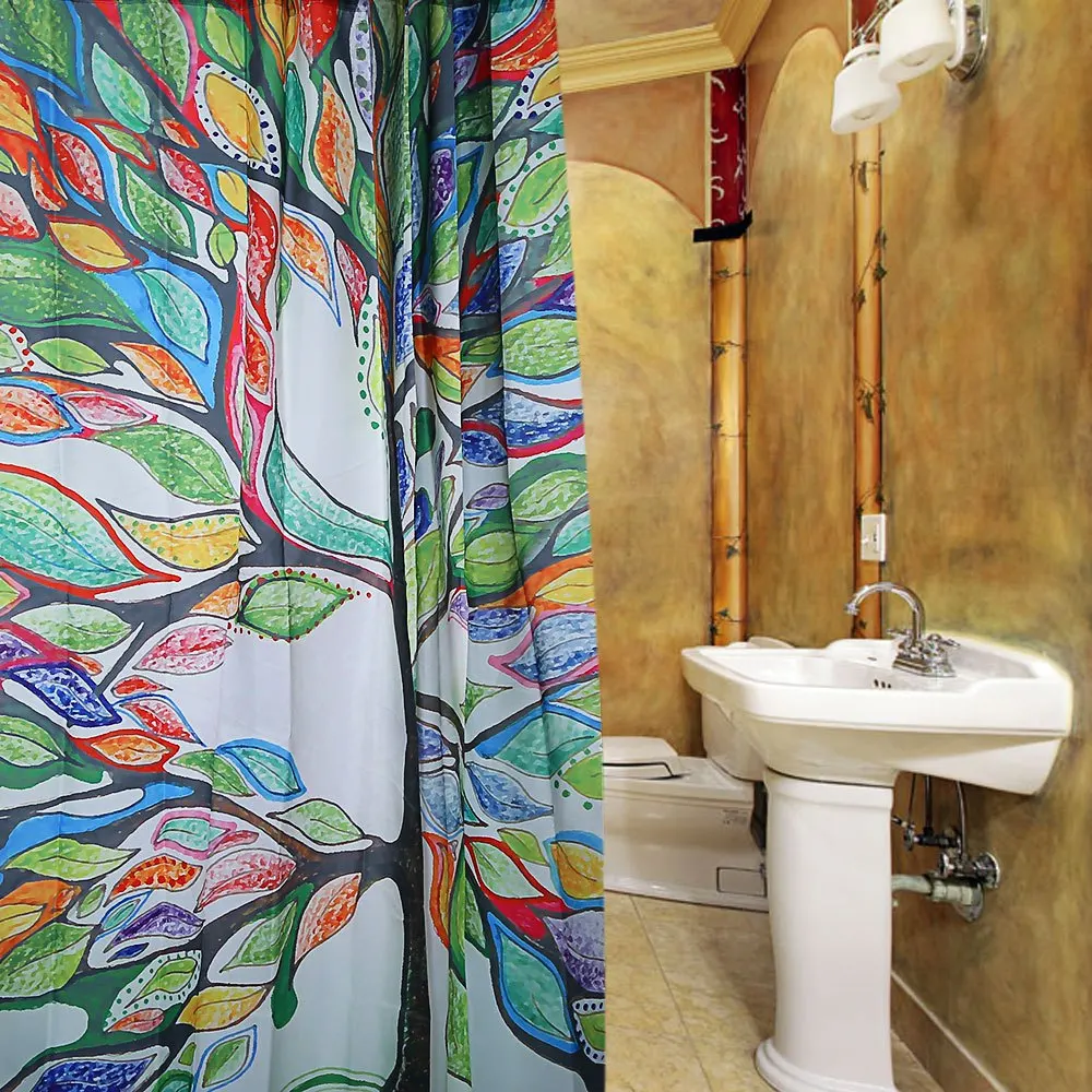 New Colorful Tree Design Shower Curtain Pattern Waterproof Polyester