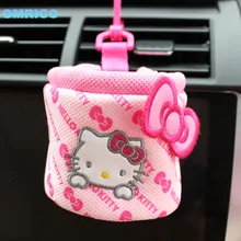 Hello Kitty Car Organizer Storage Bucket Bag for Mobile Phone Cute Cartoon Auto Collect Box Car Accessories Car Storage Holder