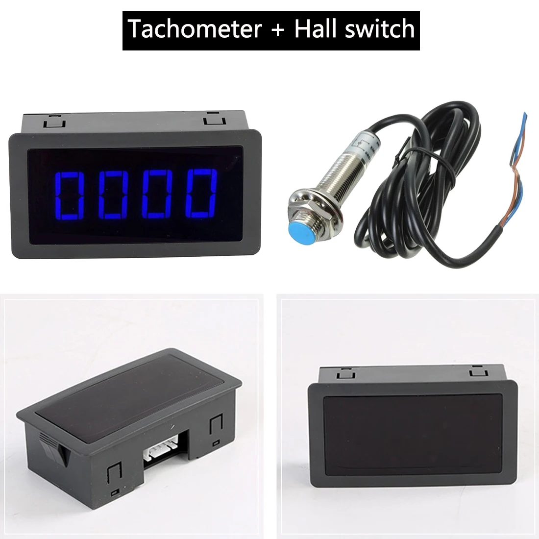 

DC 8-15V Hall Proximity Switch Sensor NPN+ 4 Digital Red Green Blue LED Tachometer RPM Speed Meter 5-9999RPM