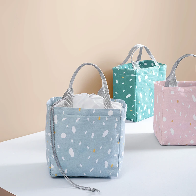

BONAMIE Drawstring Lunch Bag For Women Ladies Girls Kids Portable Insulated Thermal Cooler Lunch Bag BoxTote Portable Picnic Bag