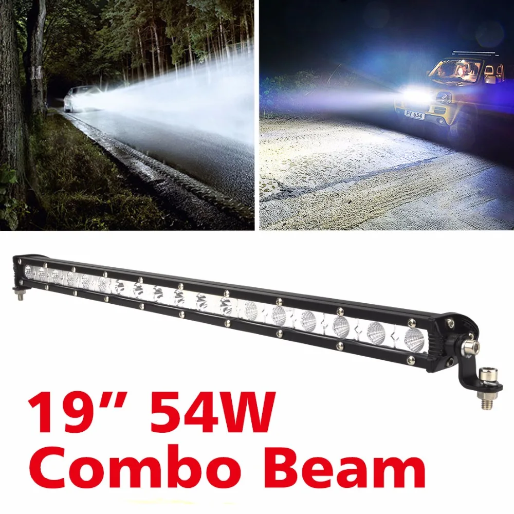 Safego 54W Single LED Light Bar Offroad Led Work Lights Trucks Cars 4x4 SUV ATV Tractor Combo headlight bar for Tractors