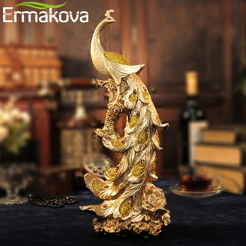 ERMAKOVA фигурка Феникса из смолы 42 см (16 5 &quot) чисто Золотая чудо птица статуя