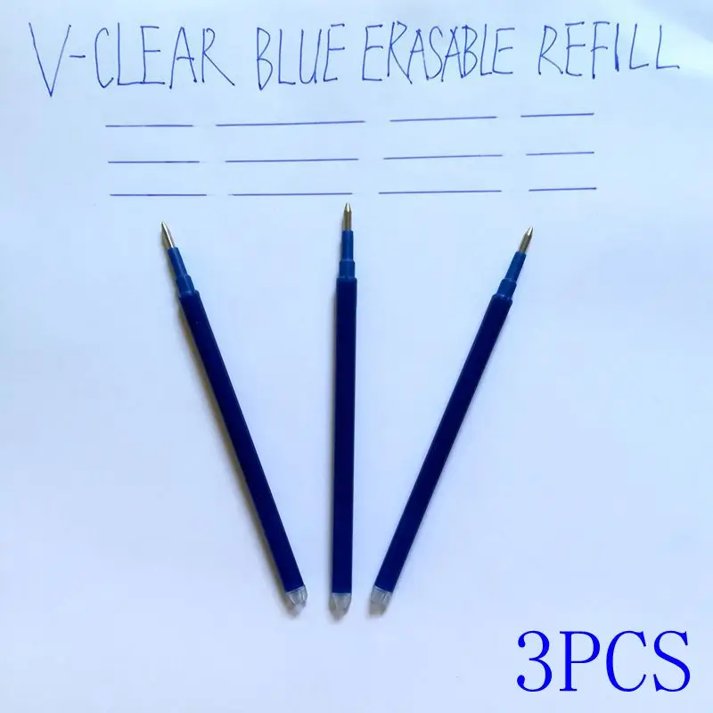 VCLEAR 0,7 мм студенческий популярный фрикционный стирающийся карандаш исчезновение магии чернила фрисон гелевые чернила стираемая ручка школьные офисные принадлежности - Цвет: 3 pcs Blue Refill