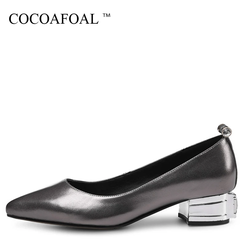 

COCOAFOAL Woman Crystal Flats Fashion Personality Plus Size 33 - 40 Platform Shoes Silvery Red Blue Gray Genuine Leather Flats
