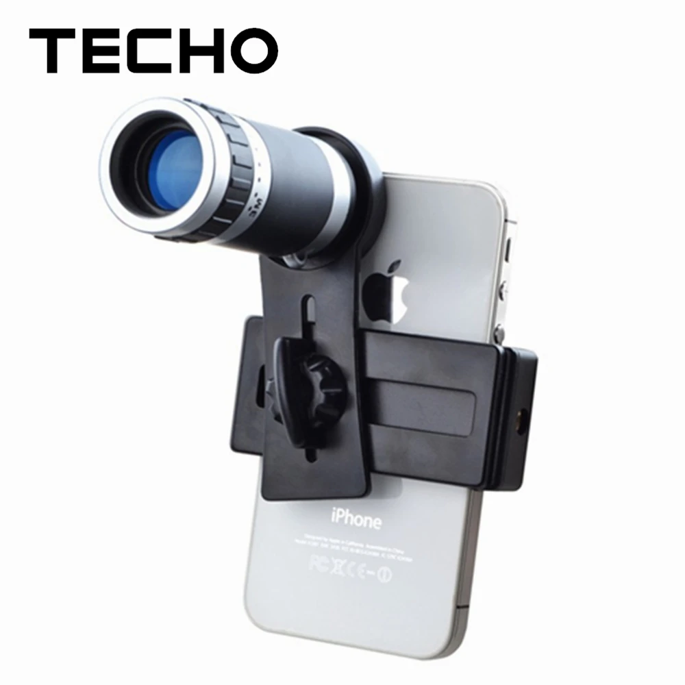 TECHO Mobile Phone Camera Lense Universal Clip Holder 8X Zoom Telescope
