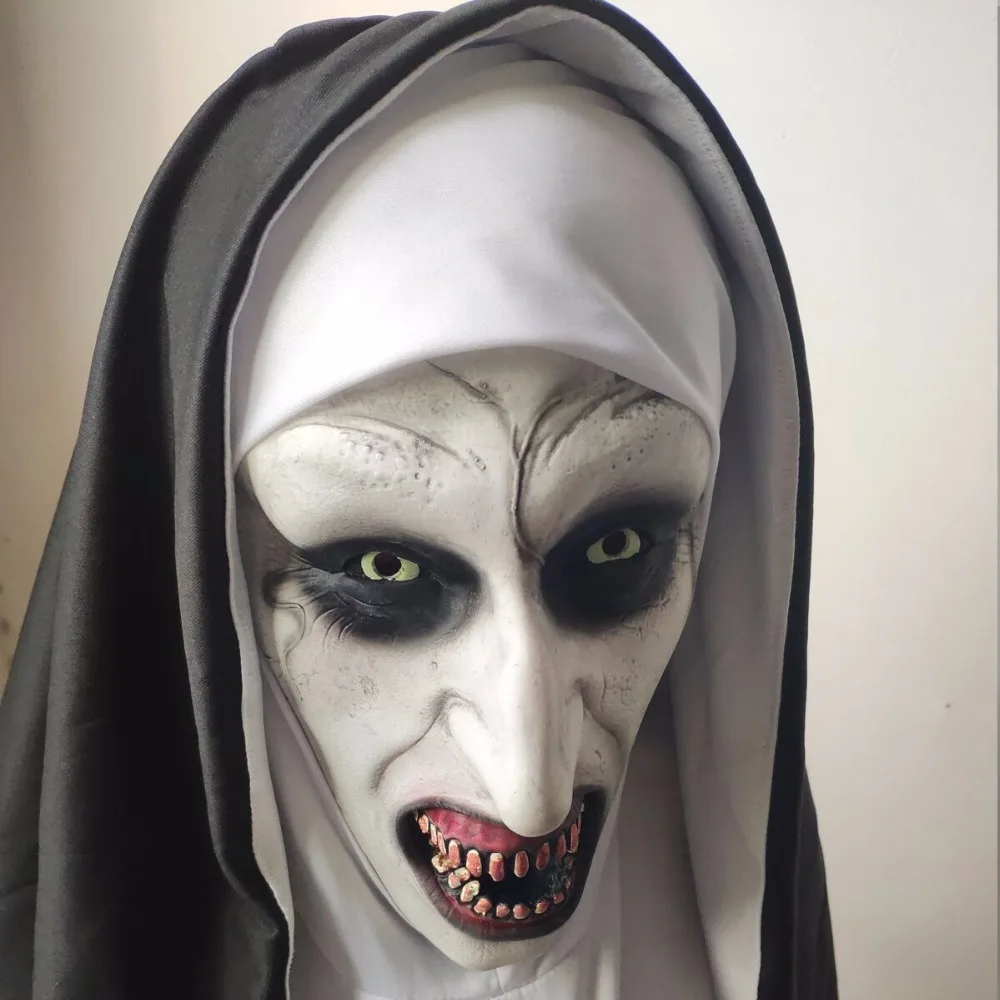 masque ceinture robe voile La nonne Cosplay Horreur Effrayant Halloween Full Costume Film 