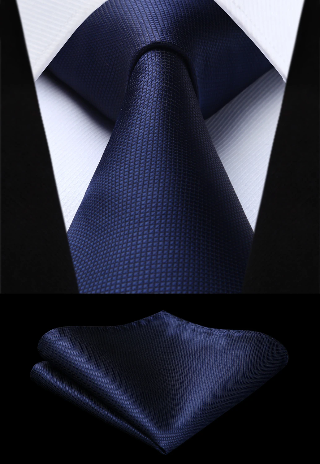 

Woven Men Navy Blue Tie Plaid & Check Necktie Handkerchief Set#TC626V8S Party Wedding Classic Fashion Pocket Square Tie