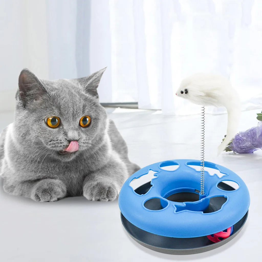 

Color Matching Round Cat Play Board - Spring Mouse Cat Interactive Playing Toy Turntable Drop Shipping