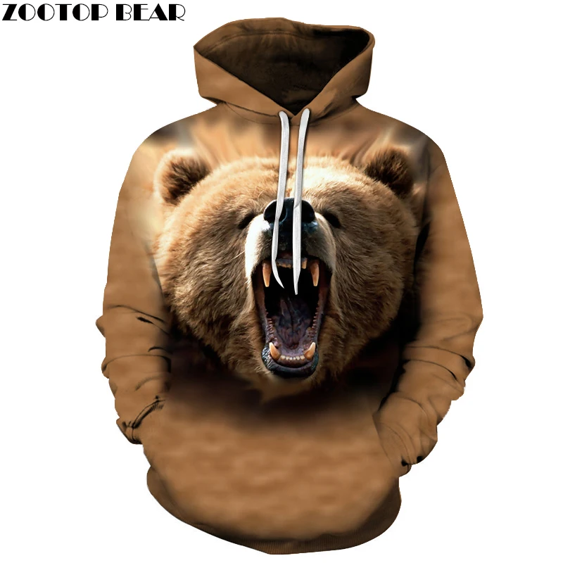 

Anime Bear Hoodies Sweatshirts Men Tracksuit Hooded Jacket Streetwear Coat 3D Prints Pullover Animal Hoody Drop Ship ZOOTOP BEAR