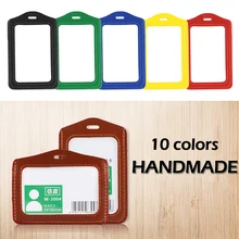 Чехол из искусственной кожи для удостоверения личности с прозрачными и цветными краями, ремешок с отверстиями, держатель для кредитных карт, держатель для удостоверения личности, аксессуары