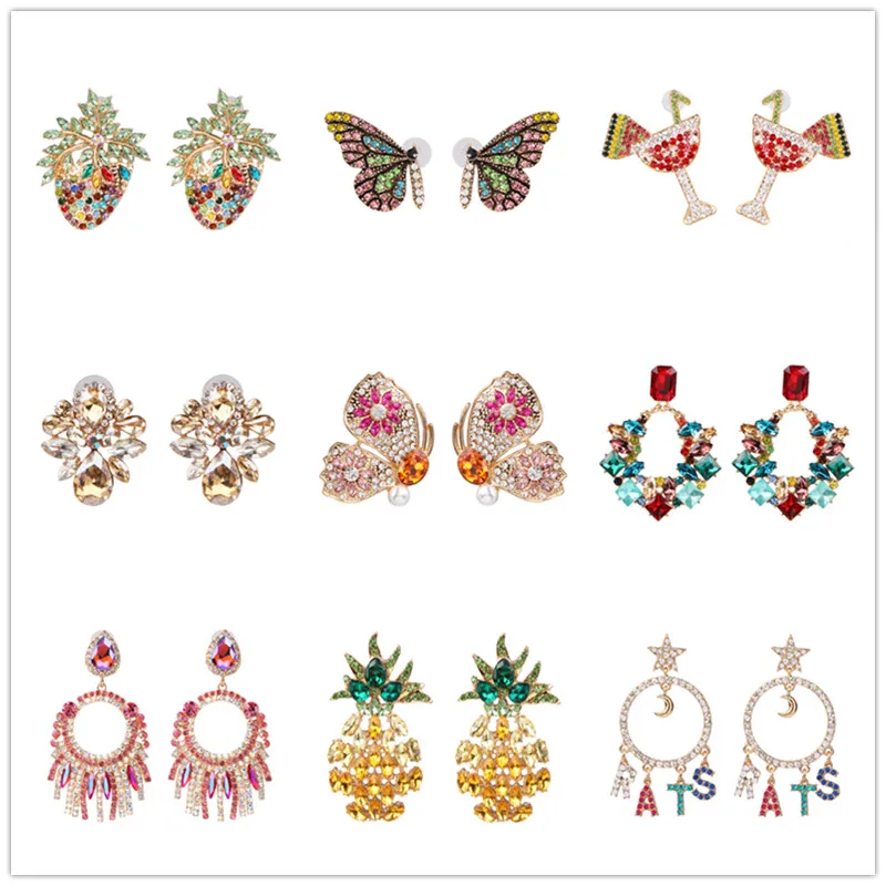 

FASHIONSNOOPS ZA Design Crystal Earrings 2019 Newest Handmade Bijoux Boho Maxi Statement Earrings for Women Wedding Party Gifts