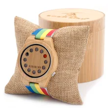 BOBO BIRD A01 Womens Ladies Watch 12 Holes Design Bamboo Watches with Colorful Leather Band in Gift Box Accept Dropshipping