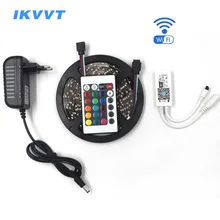 IKVVT wifi RGB Светодиодная лента 3528 2835 водонепроницаемая гибкая лента Диодная лента светодиодный неон 12 В адаптер питания Беспроводное управление wifi
