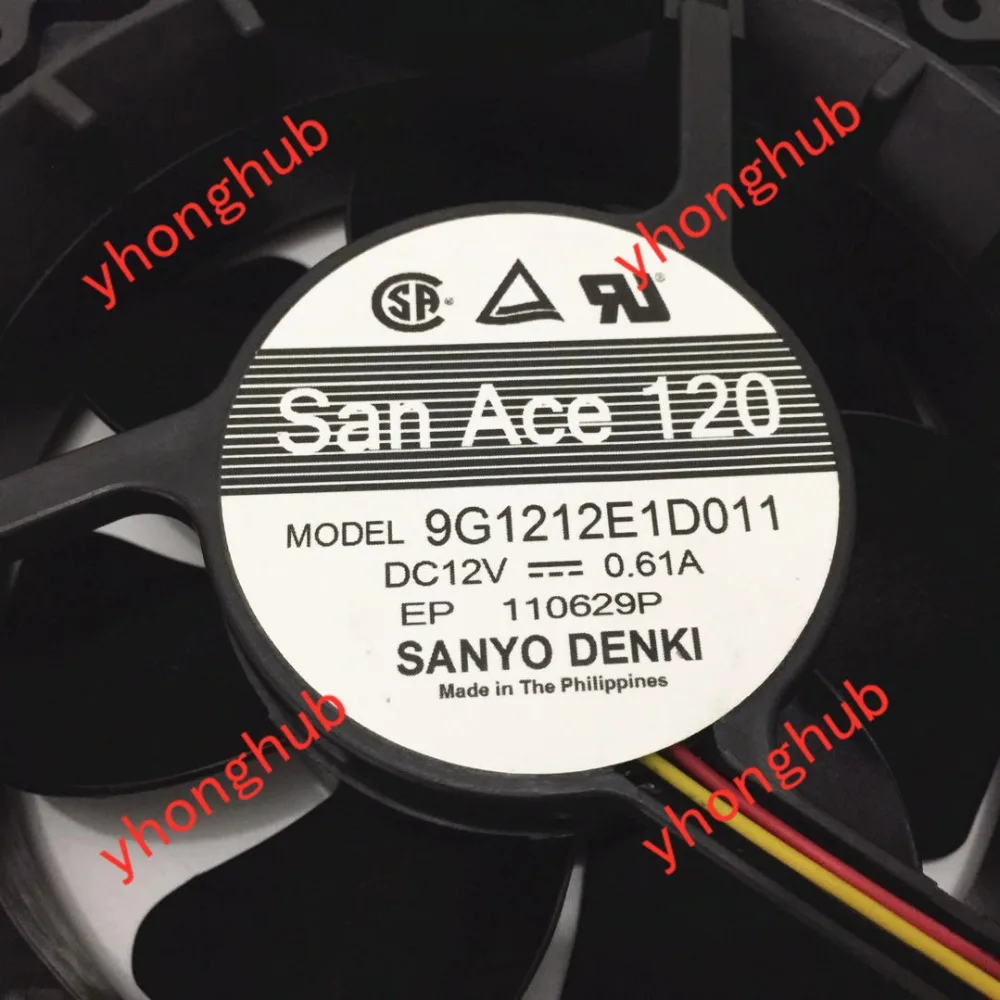 fios da c.c. 12v 0.61a 120x120x38mm de sanyo denki 9g1212e1d011