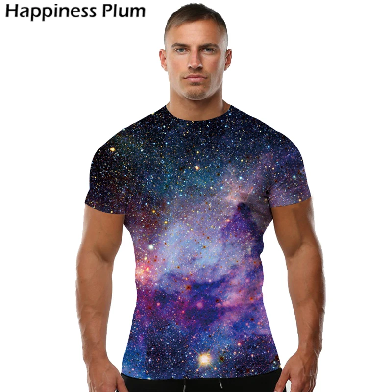 KYKU Galaxy T Shirts for Women Space Print Side Slit Curved Hem V Neck T-Shirts