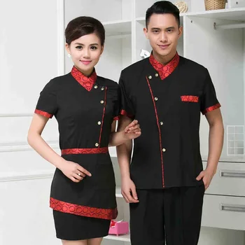 

(10 set-Shirt&Apron) cafe bar overalls fast food restaurant waiter's workwear Milk tea shop work clothes by