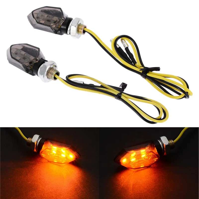 2PCS Mini Motorcycle 5SMD LED Turn Signal Indicator Light Blinker Smoke Lens Amber font b Lamp