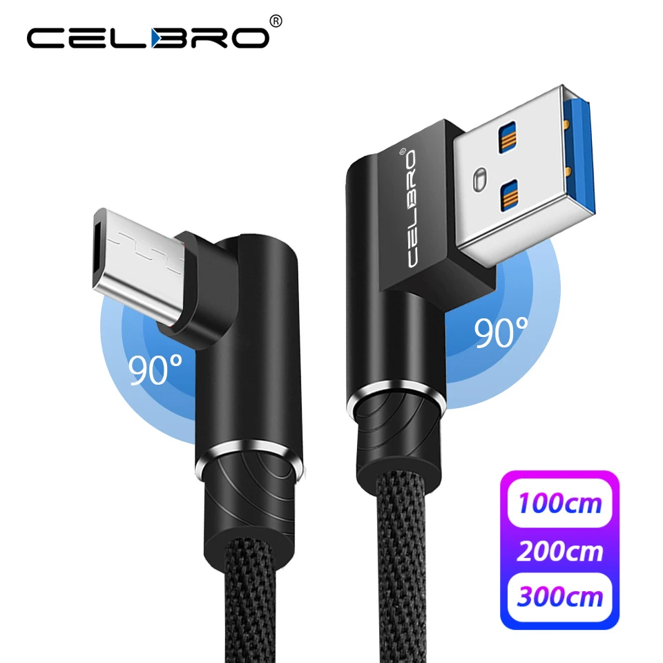 

90 Degree Micro USB Charger Cable Data Sync 1m 2m 3m Micro USB Line Wire Charging Cable for Android Mobile Phone Charger Wire