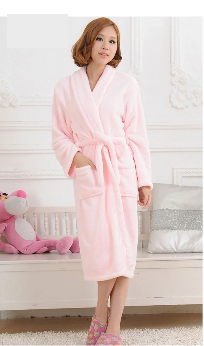 New plus size women autumn & winter soft coral velvet robe female