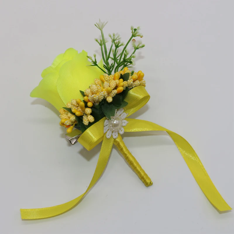 2 Pcs\Lot Handmade Prom Guest Boutonnieres DIY Rose Artificial Flowers Wedding Bouquet Groomsman
