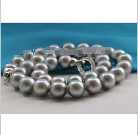 

FREE SHIPPING>@@> Genuine Natural 12mm Gray Round Pearl Necklace 925silver clasp #f2430!^^^@^Noble style Natural Fine jewe &