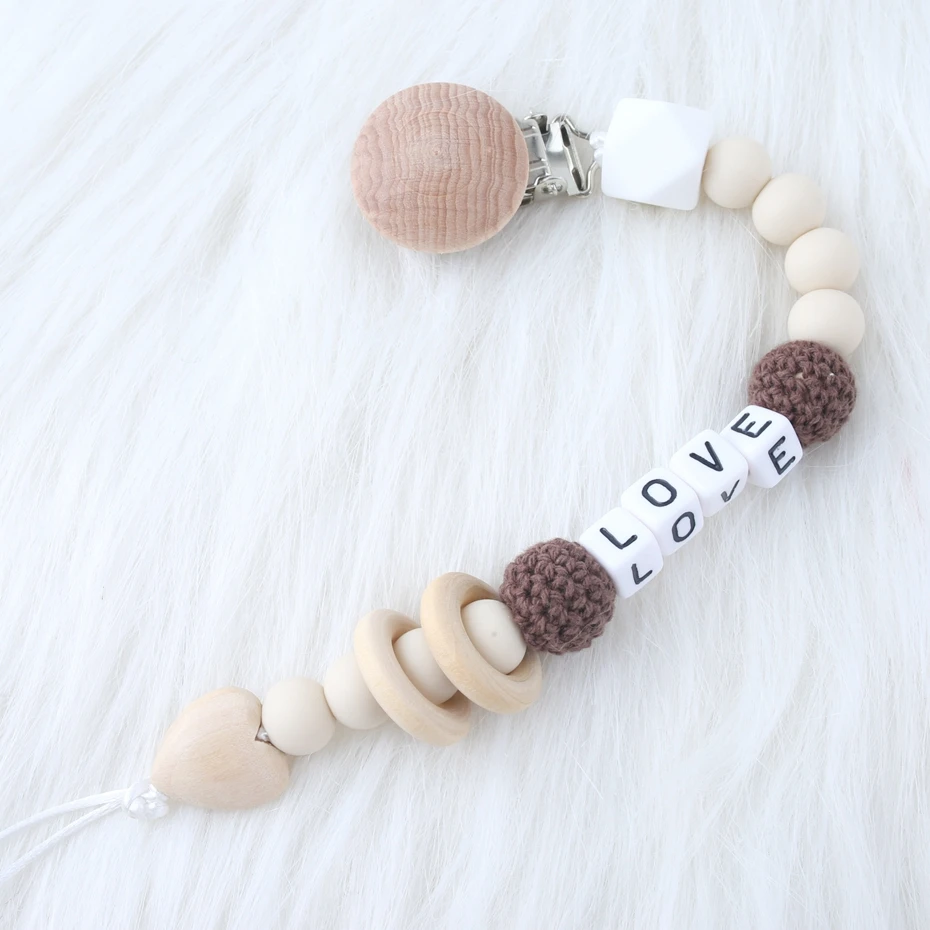 

Let's Make 1PC Baby Teether Silicone Customize Name Pacifier Clip Food Grade Teether Holder Dummy Pacifier Chain Shower Gift