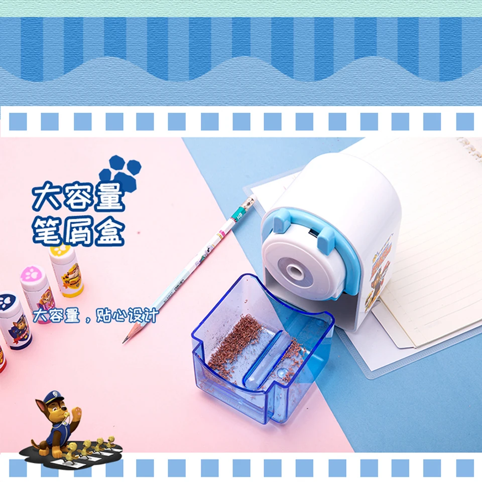 Apontador de Lápis Mecânico para a Escola do Miúdo Artigos de Papelaria Deli Filé Design Grande Capacidade Bonito Pata Patrulha Padrão Escritório Fornecimento 0862 19 High Quality pencil sharpener design