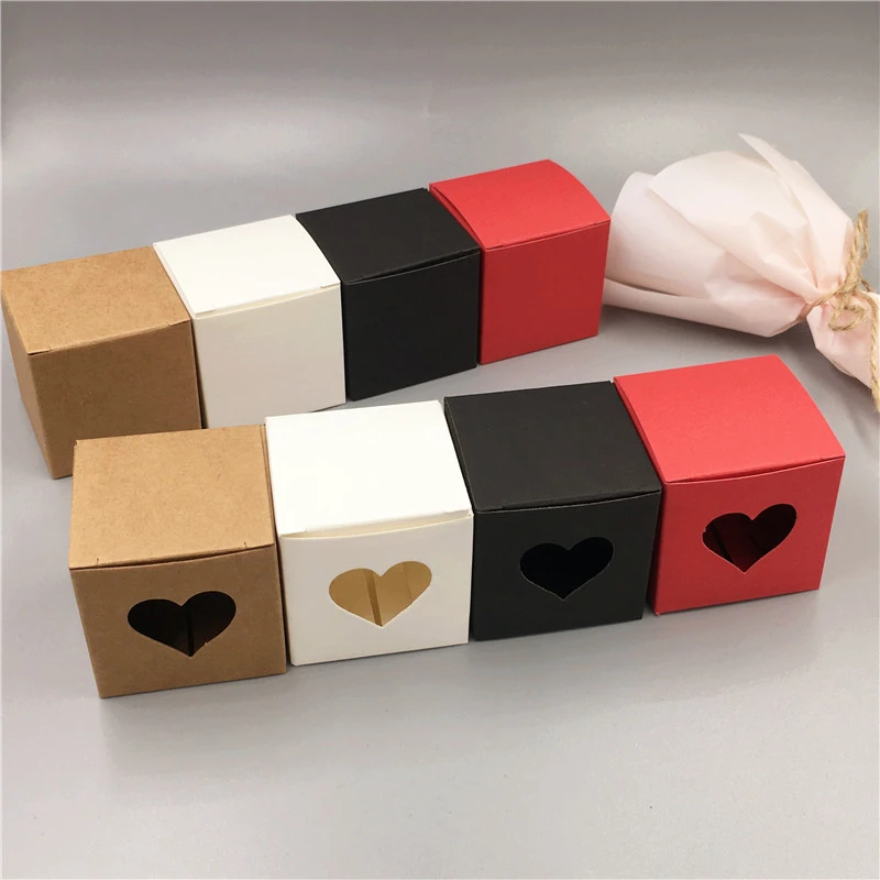 100 unids/lote de cajas de papel marrón para joyería/dulces, caja de regalo embalaje de jabón DIY, caja de Kraft para regalo de fiesta de boda, cartón para envolver|Envase y exposición de
