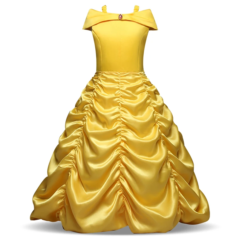 

Beauty and the Beast Children Fancy Cosplay Birthday Outfit Baby Girl Princess Long Dress Christmas Costume for Kids Party Dress