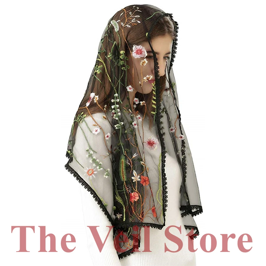 Мантилья Соборная вуаль для церкви женский шарф головной убор латинская Массовая винтажная Velo Mantilla de Novia mantile вышитая Цветочная кружевная