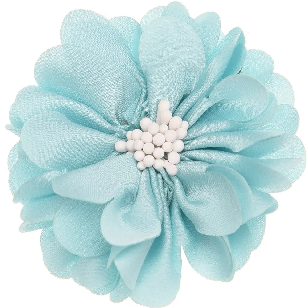 10PCS Chiffon Flowers blossom Hair Accessoreis Wedding decoration flower No Hair Bow Barrette Boutique Head wrap DIY Accessory - Цвет: Light Blue