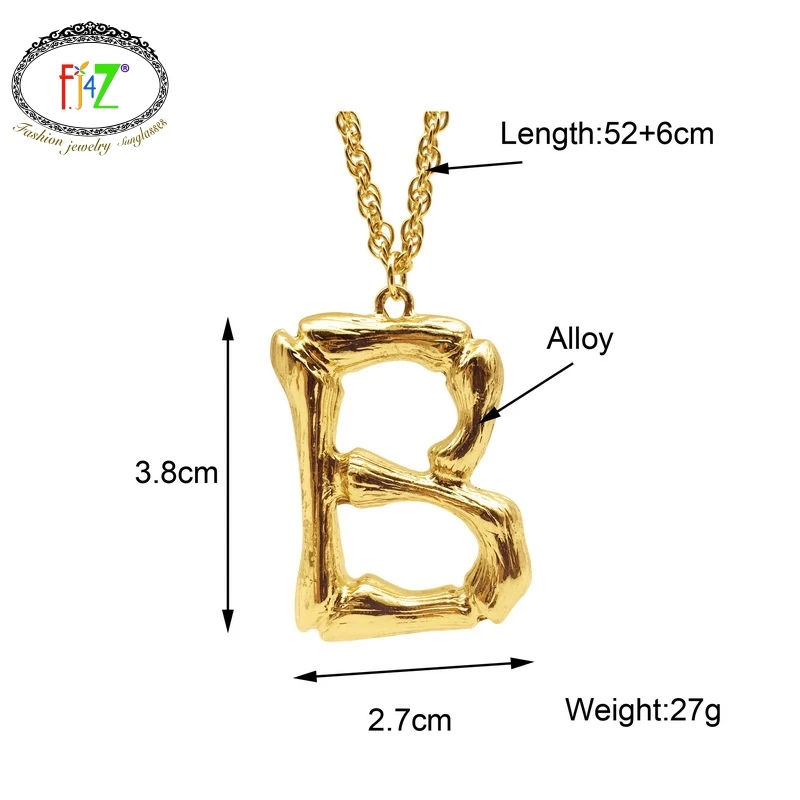 F. J4Z горячая Распродажа большое бамбуковое ожерелье с надписью для женщин Золотой A-Z 26 инициалов Воротник Имя Ювелирные изделия Алфавит ожерелье s Bijoux