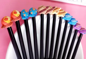 

Colorful Planet gel pen cute cartoon stationery prize gift kawaii office writing student pen needle black ink pen 0.38mm 48pc