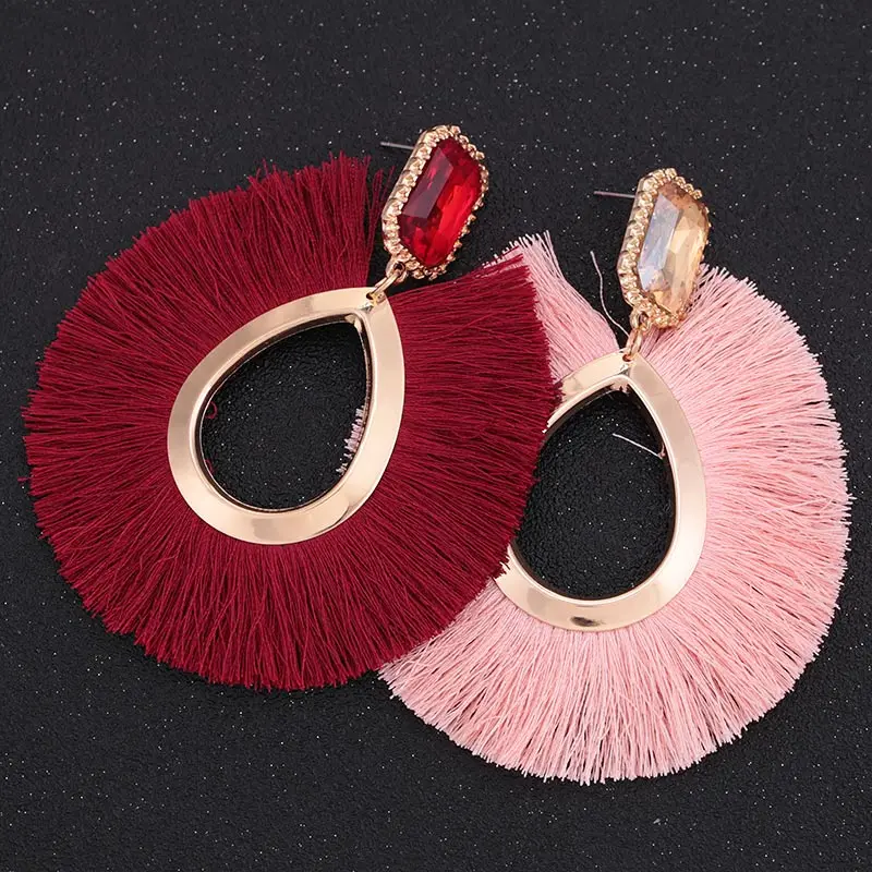 Sehuroan Tassel Earrings Oorbellen Zinc Alloy Big Drop Earrings Statement Earrings For Women Wedding Pendientes Whoelsale Gifts - Image 3
