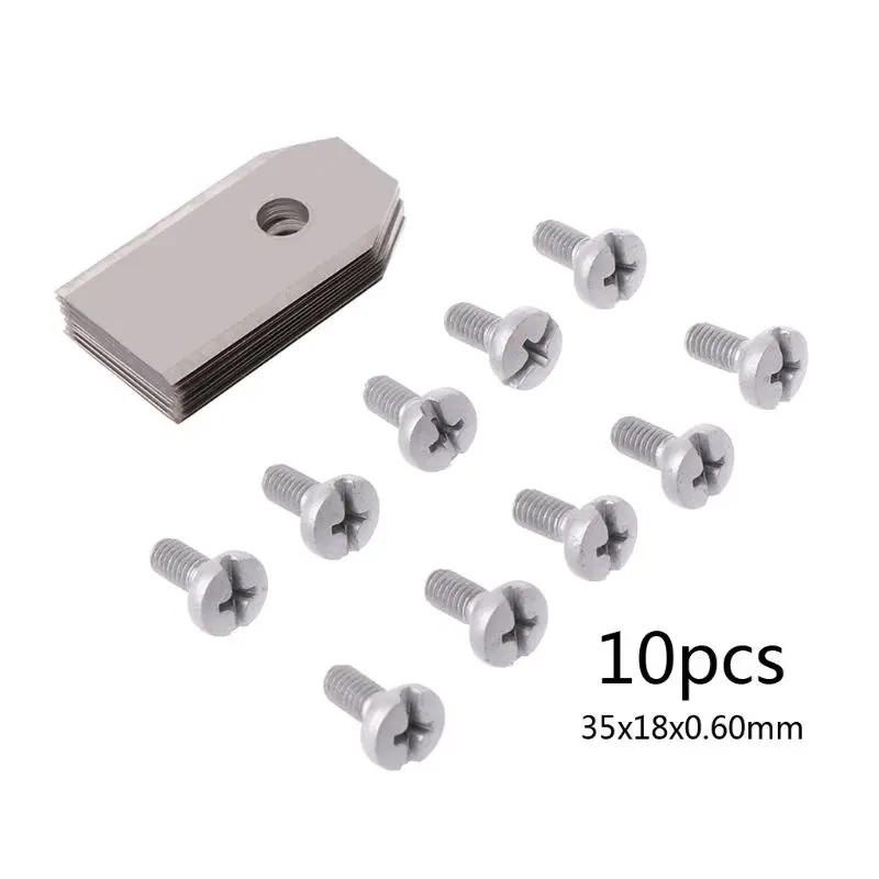  10pcs Silver Stainless Steel Replacement Lawnmower Blades with Screws for Automower Power Tool Acce