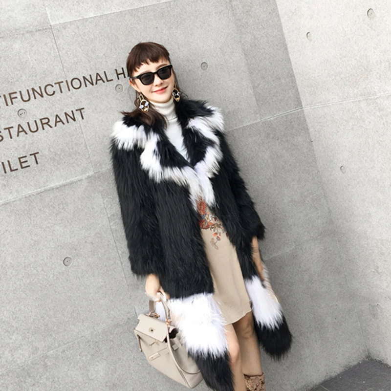 Noir Femmes Printemps Renard Manteau Slim Mince Manteaux Perte 2018 Réel Lvchi Naturel Fourrure Rayé De Nouveau Gradient Moyen 8YxPTw5wq