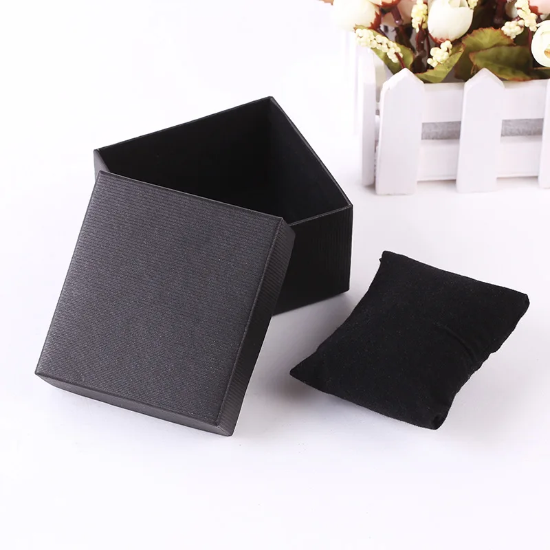 

5 Pack Cotton Matte Black Paper Cardboard Jewelry Gift And Retail Boxes Case Bracelet Watches Pillow Box