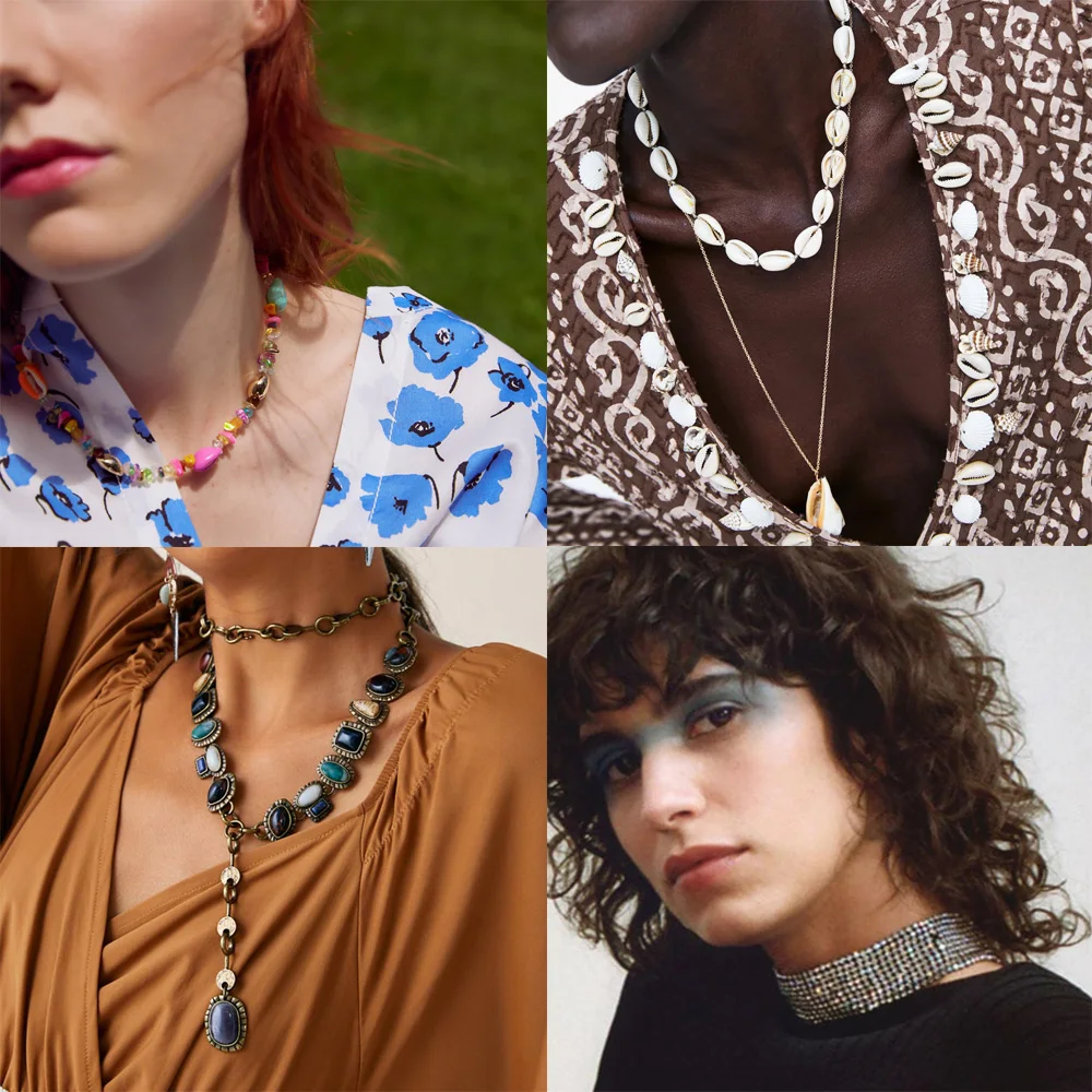 

Girlgo 2019 New ZA Vintage Beads Seashell Necklaces for Women Trendy Handmade Colorful Collar Choker Necklaces Jewelry Wholesale