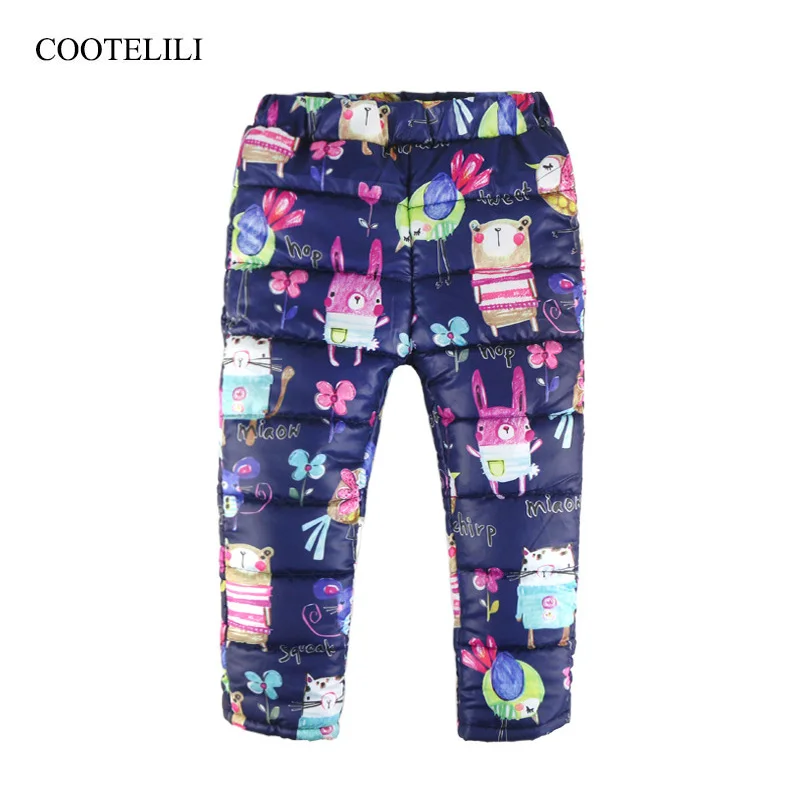 

COOTELILI Winter Pants For Baby Girls Clothes Cute Rabbit Warm Children Clothing Windproof Snowsuit Kids Girls Trousers Pants