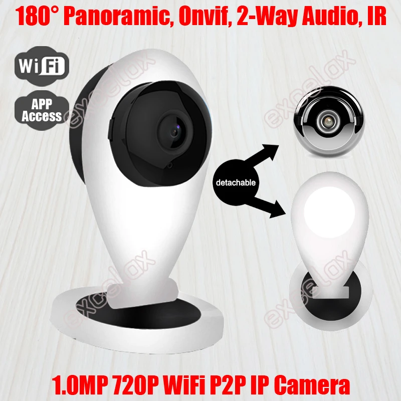 

180 Degrees Panoramic 720P 1MP Onvif WiFi P2P Home IP Baby Monitor Camera 2 Way Audio Wireless Mobile Phone Video Surveillance