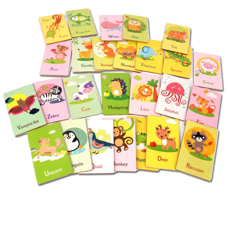

26Pcs Alphabet Puzzle Baby Kid Cognition Puzzles Toys Cartoon AnimalPair Matching Game Cognitive Card for Children Education toy